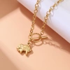Fashionable and trendy titanium steel necklace for women, with a retro and unique diamond-encrusted heart-shaped little elephant collarbone chain, elegant and ins-style pendant Specification image